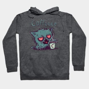 Coffeee Zombie Cat (text) Hoodie